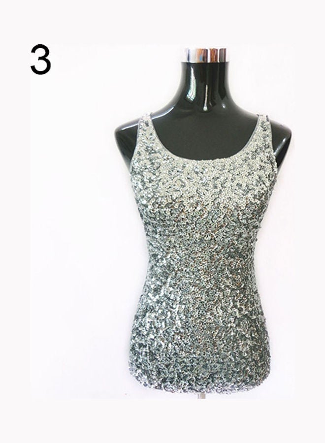 Women's Summer Tank Top Shining Bling Sequined Sleeveless Vest Casual Blouse Gold  - Image 4