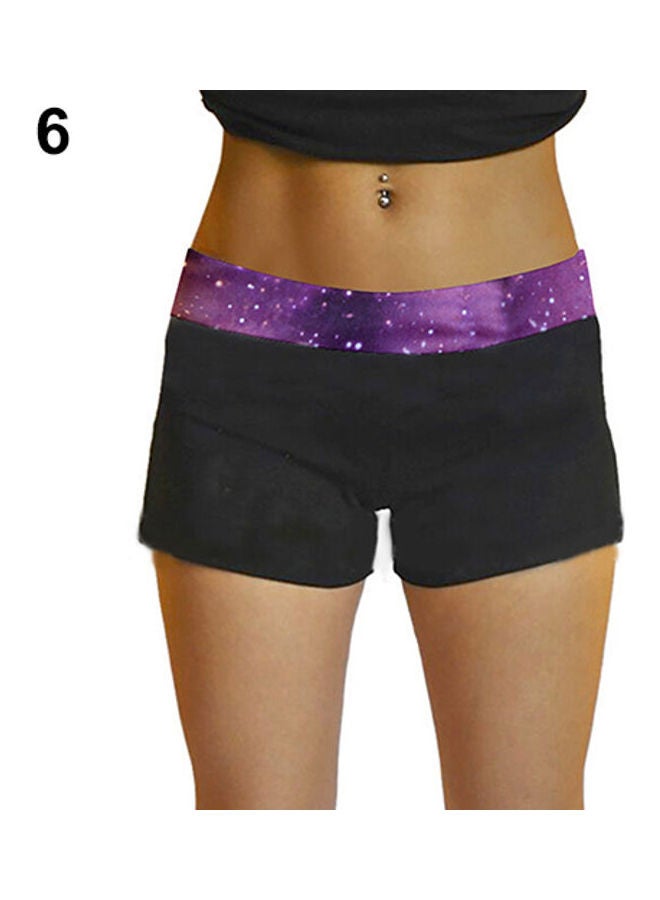 Summer Women's  Mini Knockout Yoga Exercise Gym Workout Fitted Shorts Purple Starry Sky - Image 1