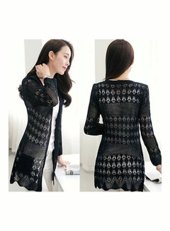Generic Women Koren Style Cardigan Knitwear Hollow Long Sleeve Casual Outwear Tops Pink  - Image 5