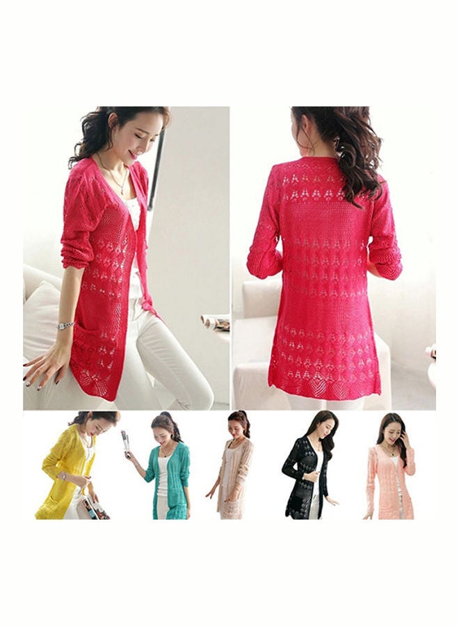 Generic - Korean Style Knitted Cardigan Red - Image 1