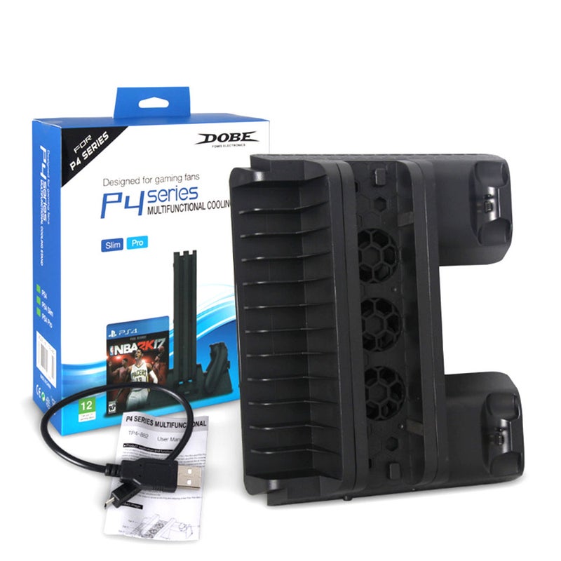 Generic - PS4 SLIM PRO Multifunctional Cooling Vertical Stand Black - Image 1