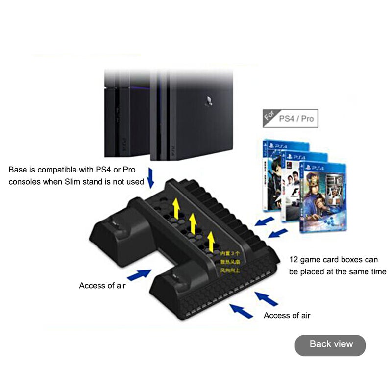 Generic - PS4 SLIM PRO Multifunctional Cooling Vertical Stand Black - Image 1