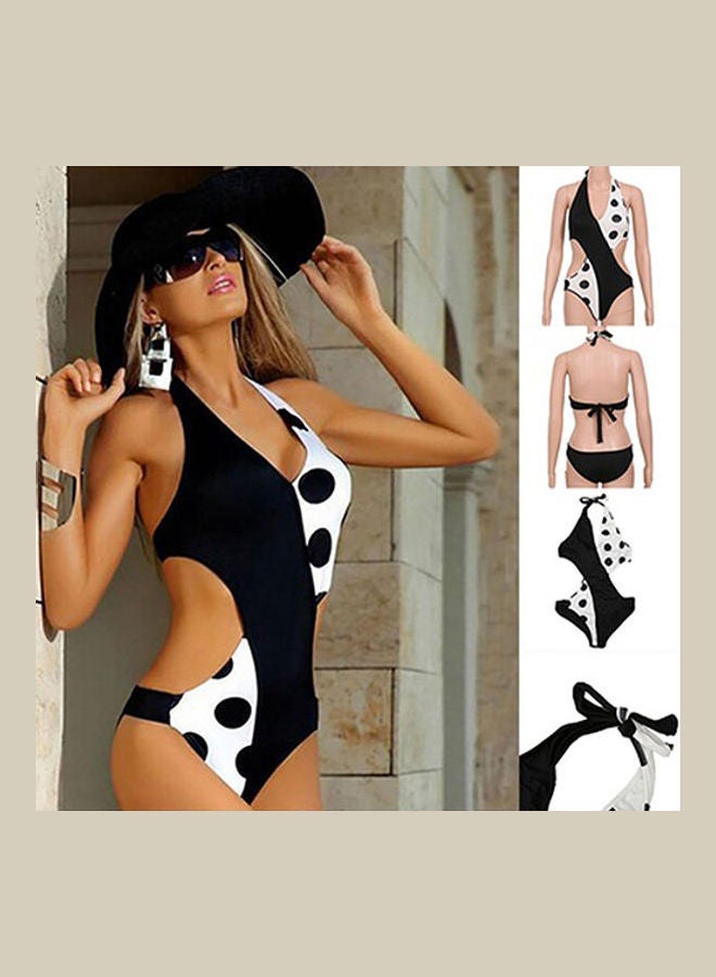 Generic Women's Fashion Polka Dot Swimwear Summer Monokini One-Piece Bikini Black White  - Image 1