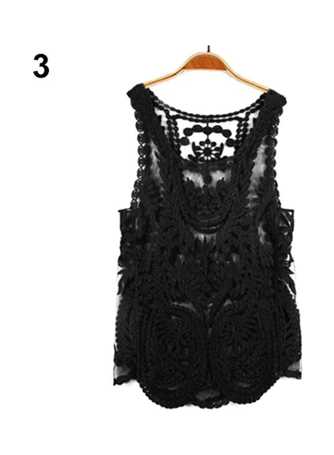Women's Sleeveless Lace Tank Top Embroidery Hollow-Out Floral Crochet Shirt White