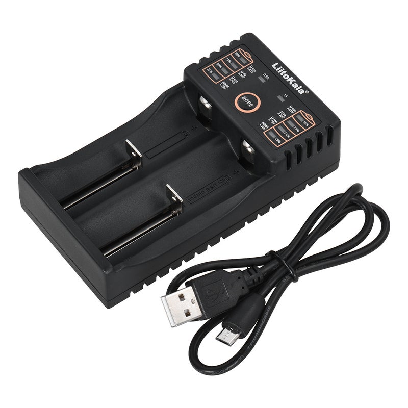 LiitoKala Lii-202 Smart Battery Charger For 1.2V/3.7V/3.2V/3.85V AA/AAA 18490/18350/16340/14500/10440 NiMH Lithium Rechargeable Batteries Black  - Image 1