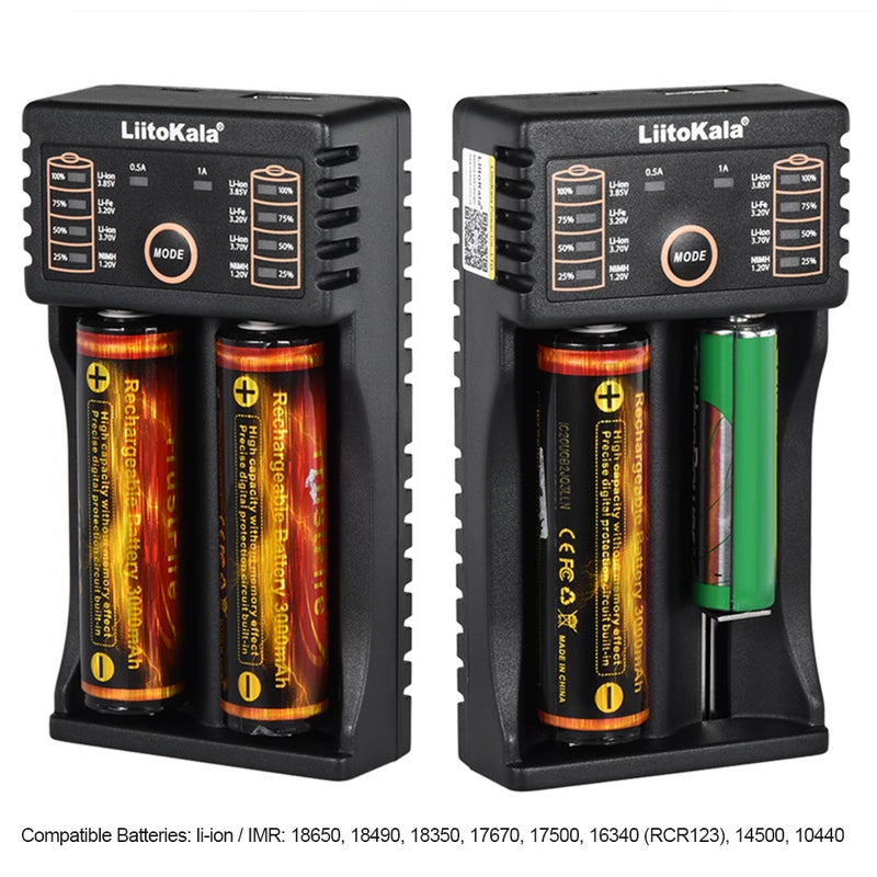 LiitoKala Lii-202 Smart Battery Charger For 1.2V/3.7V/3.2V/3.85V AA/AAA 18490/18350/16340/14500/10440 NiMH Lithium Rechargeable Batteries Black  - Image 5