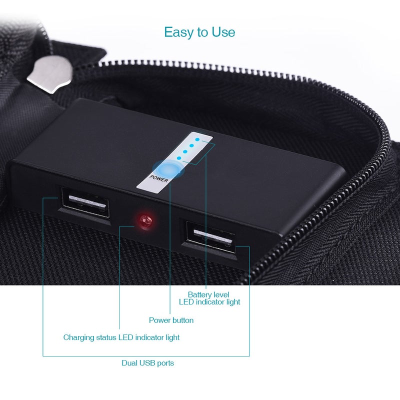 دودوكول باور بنك محمول قابل للطي بمنفذ USB مزدوج يعمل بالطاقة الشمسية بقدرة 12 وات وسعة 10000 مللي أمبير في الساعة أسود  - Image 5
