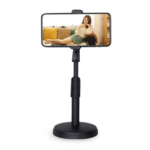 Desktop Portable Stable Round Base Cell Phone Stand Holder Black