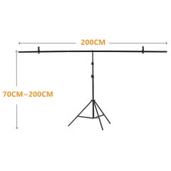 أندوير مجموعة حامل ودعامة تثبيت للخلفية مقاس 2×2 متر/6.5×6.5 بوصة على شكل حرف T بتصميم محمول وقابل لضبط الارتفاع أسود  - Image 3