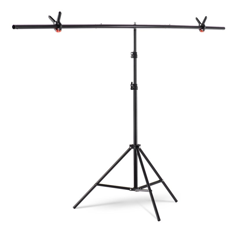 ANDOER - 2x2m/6.5x 6.5ft Portable Adjustable Height T-Shape Backdrop Stand Background Bracket Kit Black - Image 1
