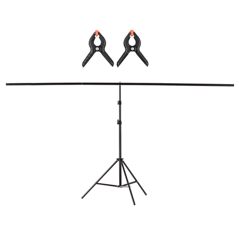 ANDOER - 2x2m/6.5x 6.5ft Portable Adjustable Height T-Shape Backdrop Stand Background Bracket Kit Black - Image 1