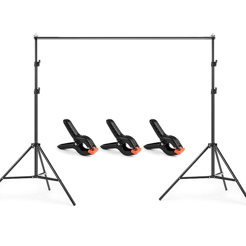 أندوير حامل خلفية تصوير ستوديو بمشبك مقاس 2×3 متر/6.6×10 بوصة بتصميم قابل لتعديل الارتفاع مع حقيبة حمل أسود - Image 2