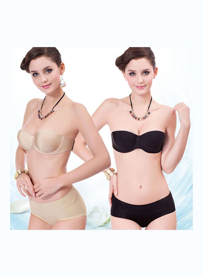 Women's  Bra One-Piece Strapless Tape Fashion Invisible Seamless Brassiere Black  - Image 1