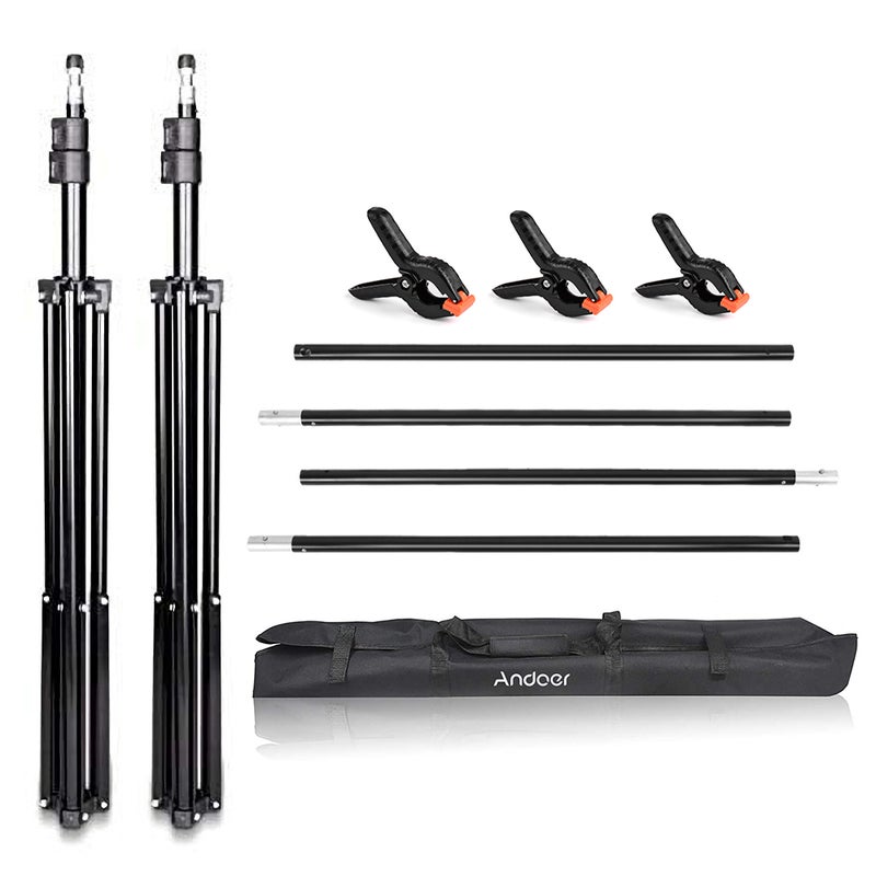 ANDOER 2.6x3m/8.5x10ft Studio Backdrop Stand Adjustable Photography Background Bracket With Carrying Bag Black - Image 5