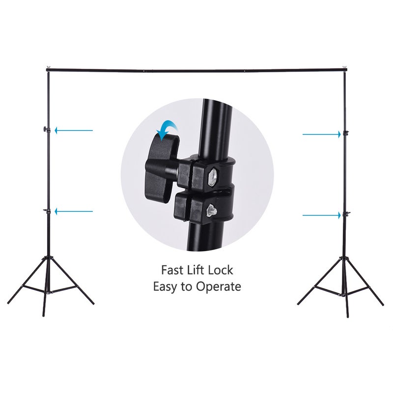 أندوير حامل خلفية تصوير ستوديو بمشبك مقاس 2×2 متر/6.6×6 بوصة بوصة بتصميم قابل لتعديل الارتفاع مع حقيبة حمل أسود - Image 3