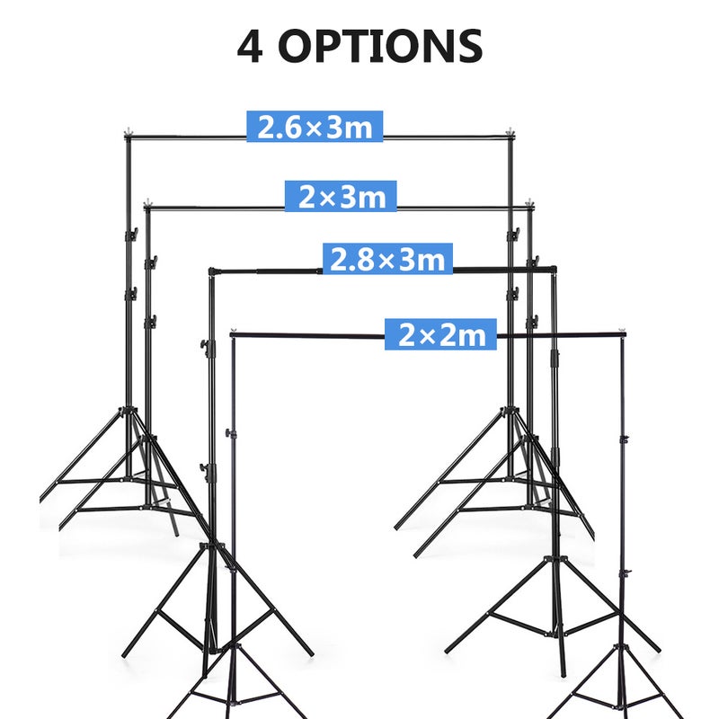 أندوير حامل خلفية تصوير ستوديو بمشبك مقاس 2×3 متر/6.6×10 بوصة بتصميم قابل لتعديل الارتفاع مع حقيبة حمل أسود - Image 3