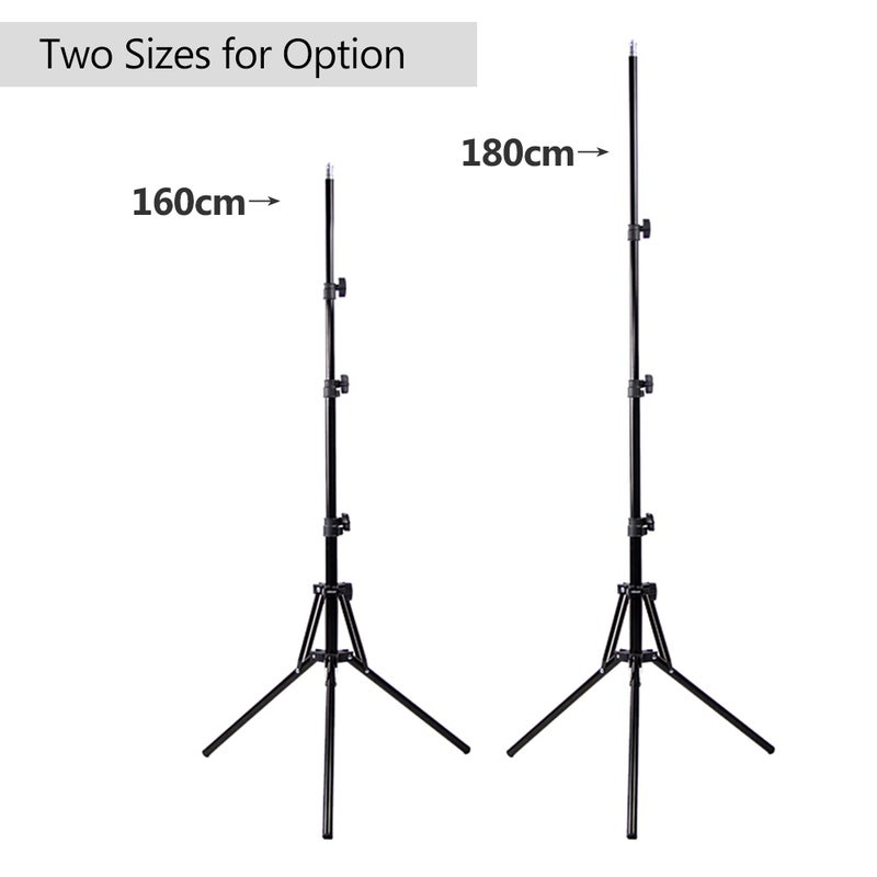 Generic - 180cm Reverse Folding Leg Light Stand Adjustable Height Four Sections Tripod Black - Image 1