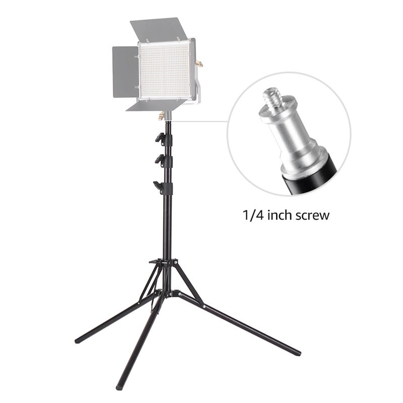 Generic - 180cm Reverse Folding Leg Light Stand Adjustable Height Four Sections Tripod Black - Image 1