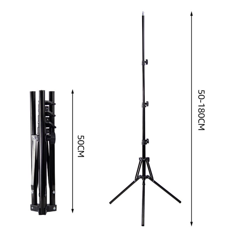 Generic - 180cm Reverse Folding Leg Light Stand Adjustable Height Four Sections Tripod Black - Image 1