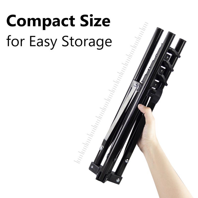 Generic - 180cm Reverse Folding Leg Light Stand Adjustable Height Four Sections Tripod Black - Image 1