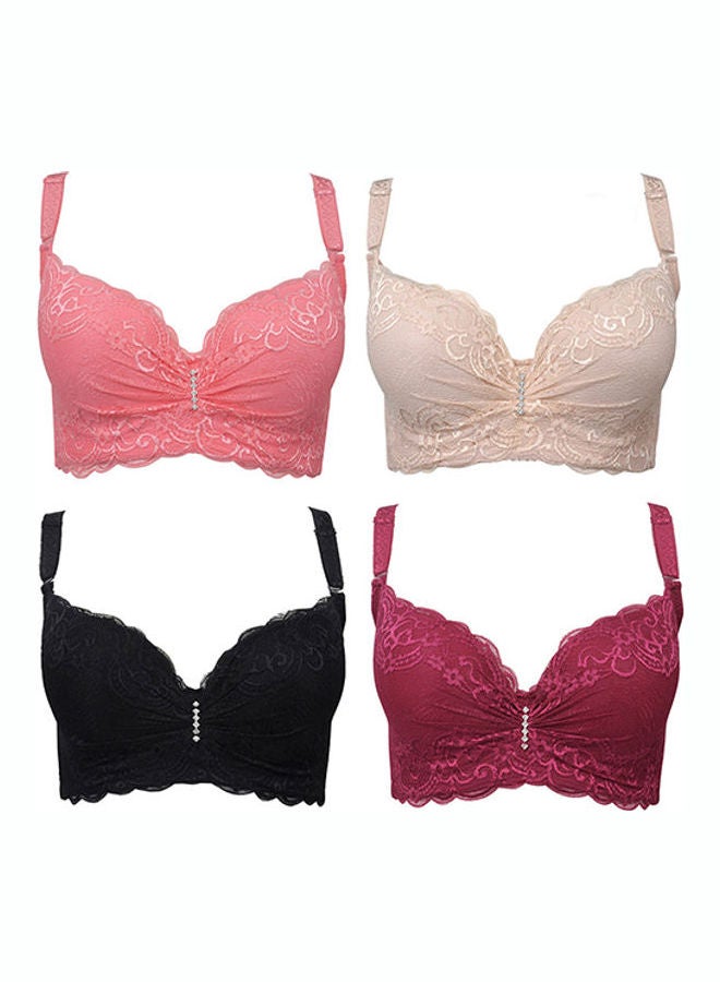 Lady Quick-Drying Lace Bra Underwear Pink  - Image 1