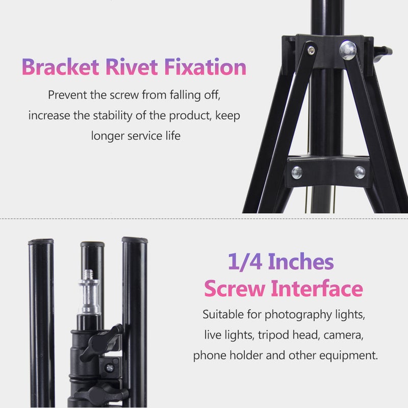 Generic - 180cm Reverse Folding Leg Light Stand Adjustable Height Four Sections Tripod Black - Image 1