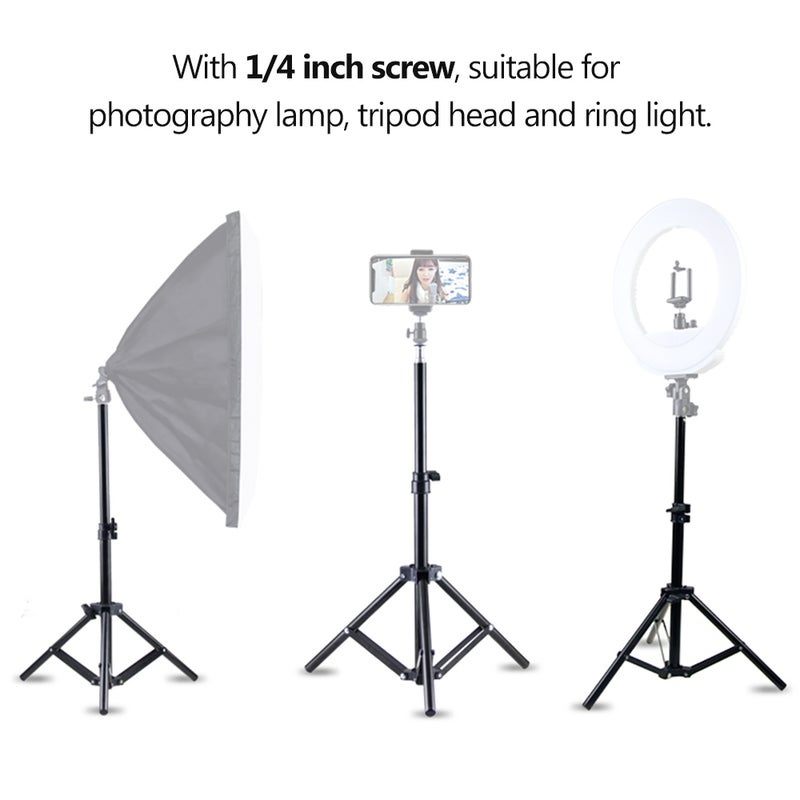 Generic 150cm Light Stand Adjustable Height Three Sections Tripod Black  - Image 4