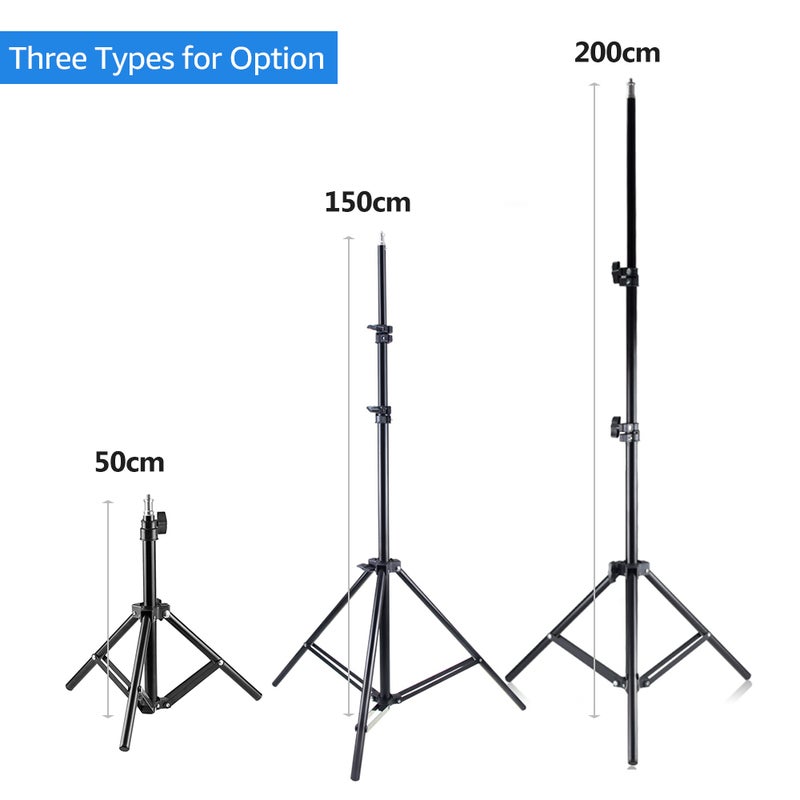 Generic - 150cm Light Stand Adjustable Height Three Sections Tripod Black - Image 1