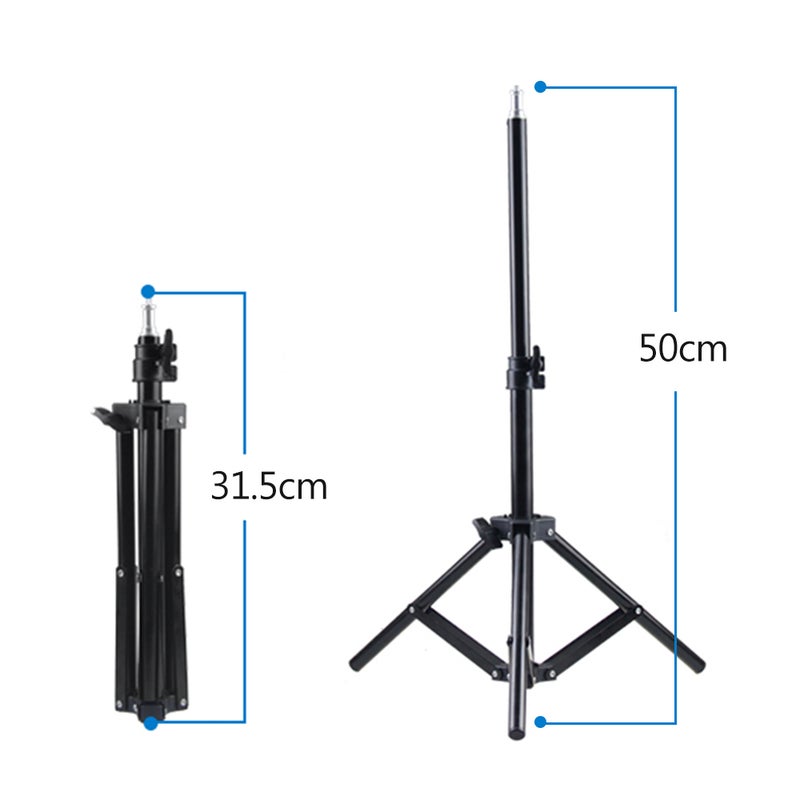 50cm Lightweight Light Stand Adjustable Height Two Sections Tripod Black  - Image 2