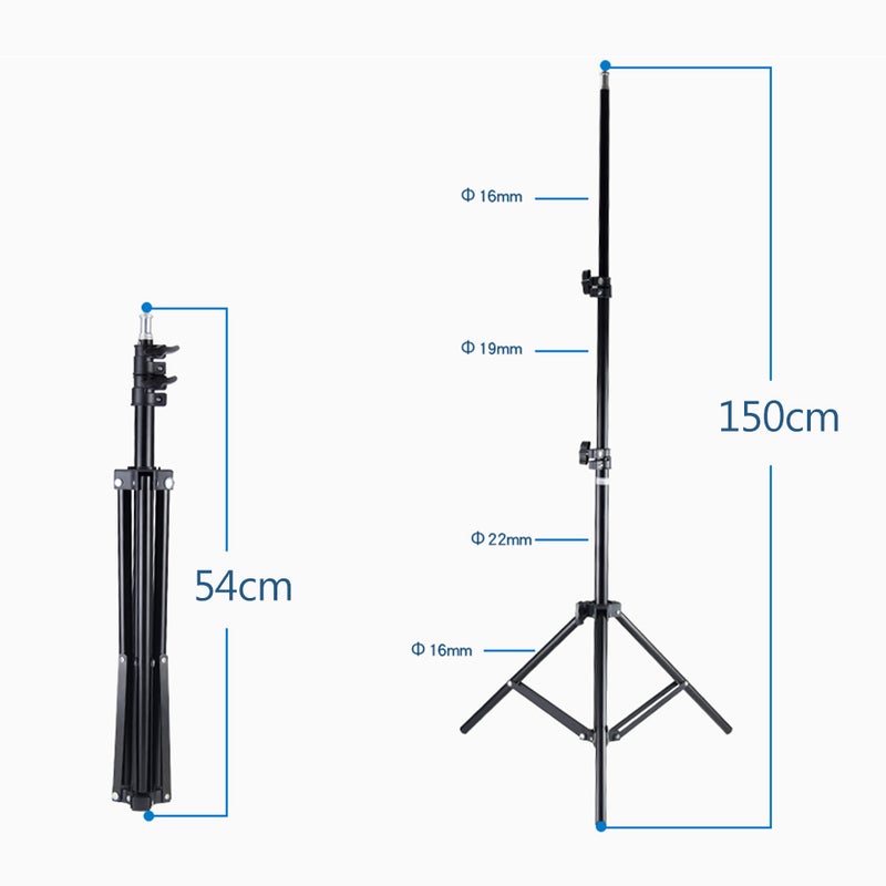 Generic 150cm Light Stand Adjustable Height Three Sections Tripod Black  - Image 3