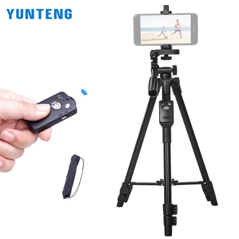VCT-5208 1.5kg Load Capacity 125cm Portable Tripod Stand With Phone Holder Remote Shutter black - Image 1