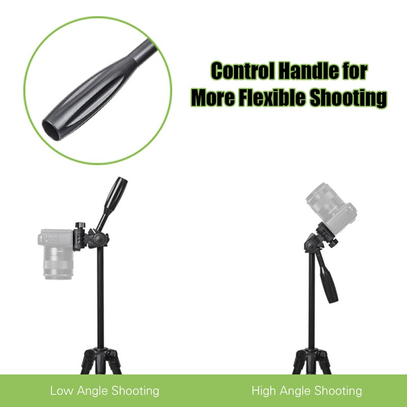 VCT-5208 1.5kg Load Capacity 125cm Portable Tripod Stand With Phone Holder Remote Shutter black - Image 5