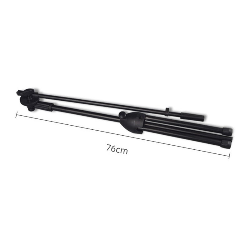Height Angle Adjustable Floor-Standing Mic Tripod Stand With Dual Mic-Clip Black  - Image 2