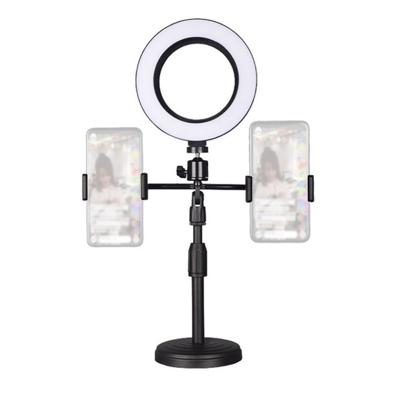 Cell Phone Stand With Ring Light And Dual Holders Black  - Image 2