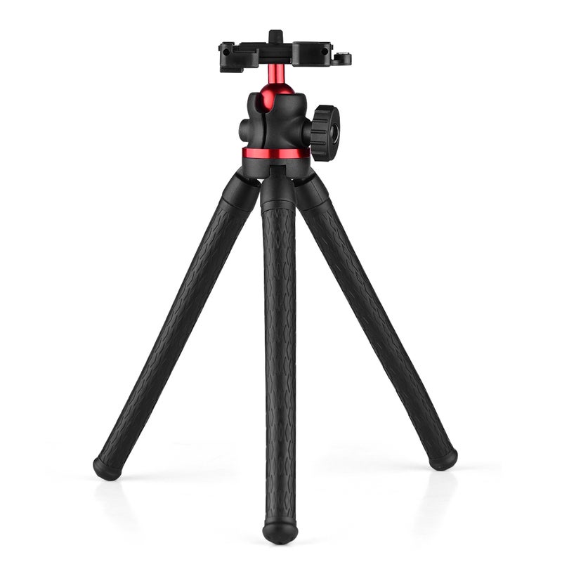 حامل ثلاثي القوائم مرن وقابل للدوران بزاوية 360 درجة بتصميم أخطبوط مع برغي ملولب مقاس 1/4 بوصة أسود - Image 4