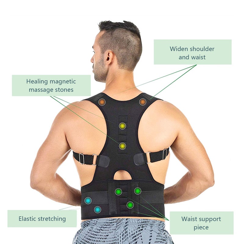 Brace Shoulder Spine Back Support Magnetic Therapy Posture Corrector Belt 20*5*19cm - v1605880043/N40810220A_3