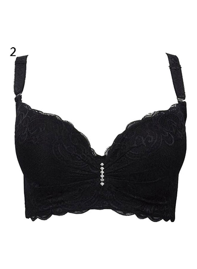 Generic Women Adjustable Push Up Side Gathering Furu Lace Bra Shaping Underwear Red  - Image 4