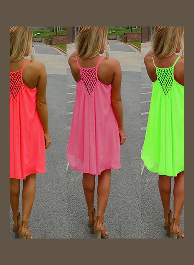 Women's Summer Casual Sleeveless Strap Backless Beach Dress for Evening Party Yellow - Image 2