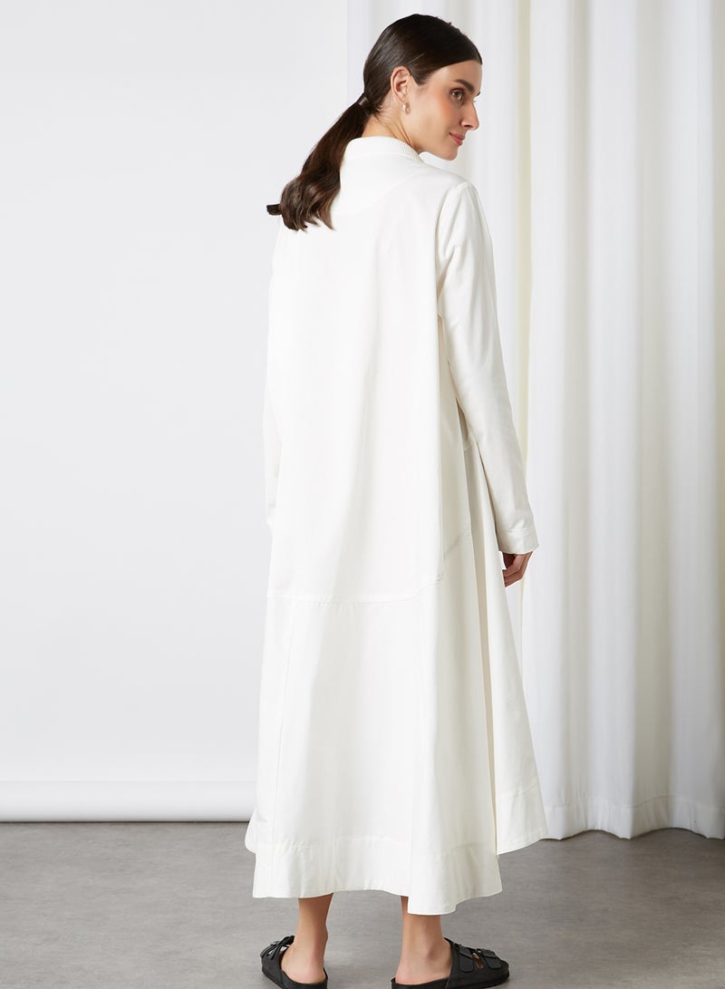 ANOTAH - Front Pocket Long Sleeve Midi Dress White - Image 1
