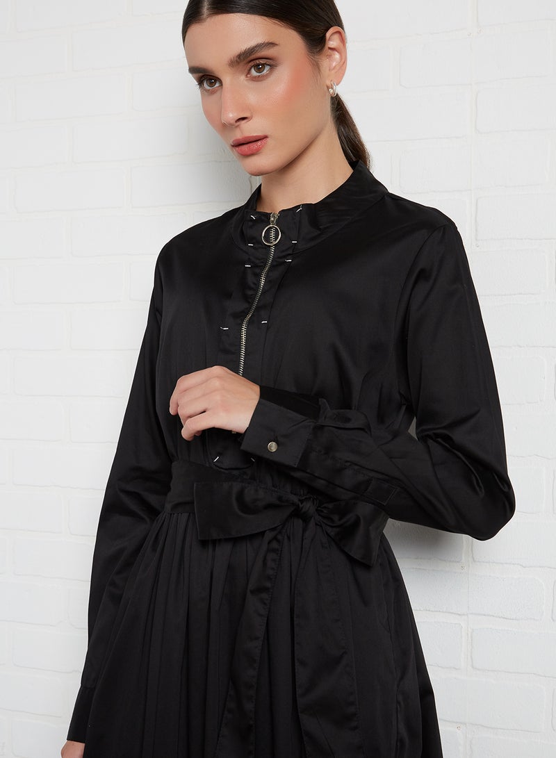 ANOTAH Pleated Long Sleeve Maxi Dress Black  - Image 4
