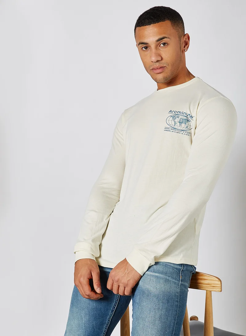Arcminute Brand Logo Long Sleeve T-Shirt Off White
