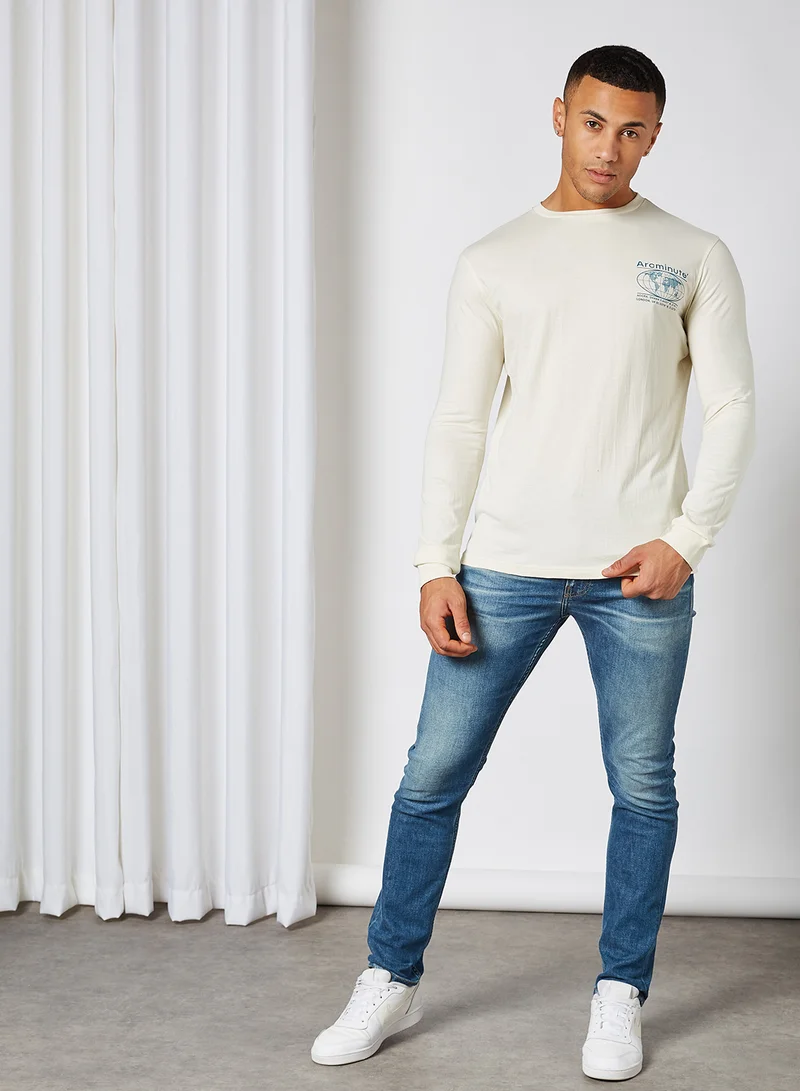 Arcminute Brand Logo Long Sleeve T-Shirt Off White