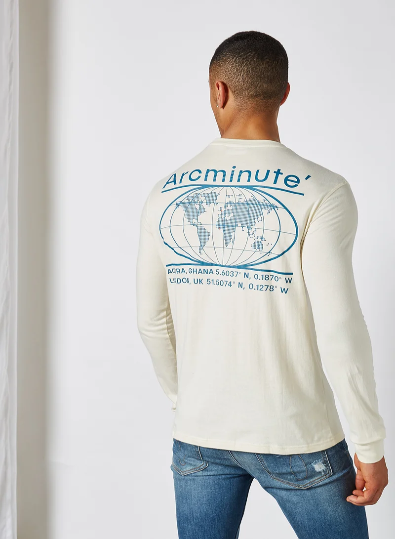 Arcminute Brand Logo Long Sleeve T-Shirt Off White