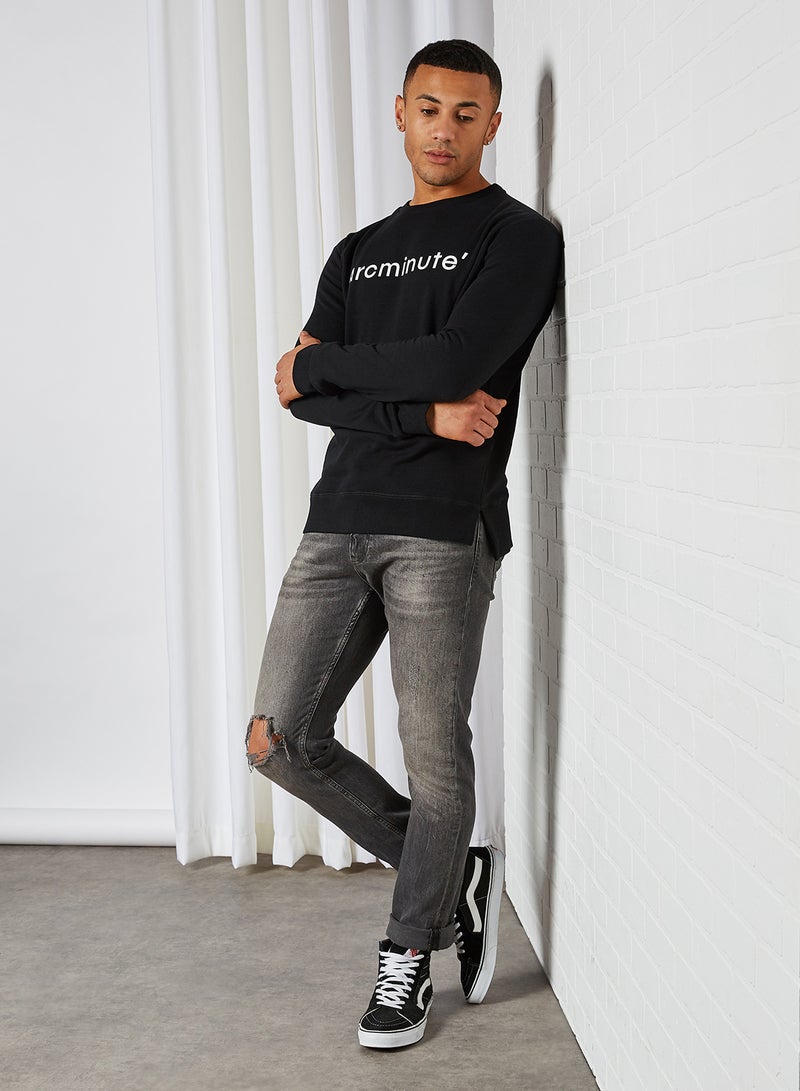 Arcminute - Both Side Cut Long Sleeve Sweatshirt Black - Image 1