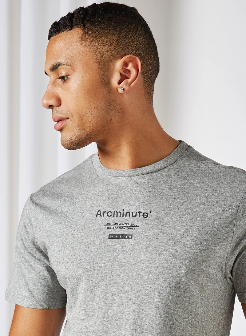 Arcminute Brand Logo Short Sleeve T-Shirt Grey Marl