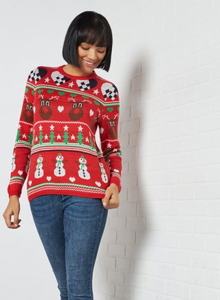 Christmas Theme Long Sleeve Sweater High Risk Red Xmas Vibe - v1605890952/N40024664V_1