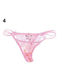 Generic Women  Lace Hollow Thongs G-string Briefs Panties Knicker Lingerie Underwear Pink  - Image 1