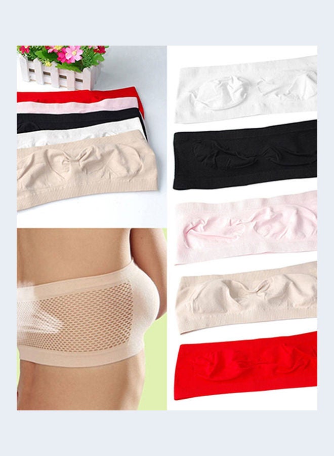 Women Soft Seamless Strapless Top Vest Breathable Sports Bras Bandeau Tube Red - Image 3