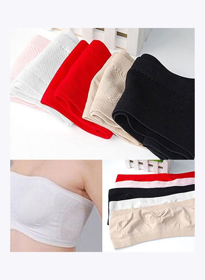Women Soft Seamless Strapless Top Vest Breathable Sports Bras Bandeau Tube Red - Image 4