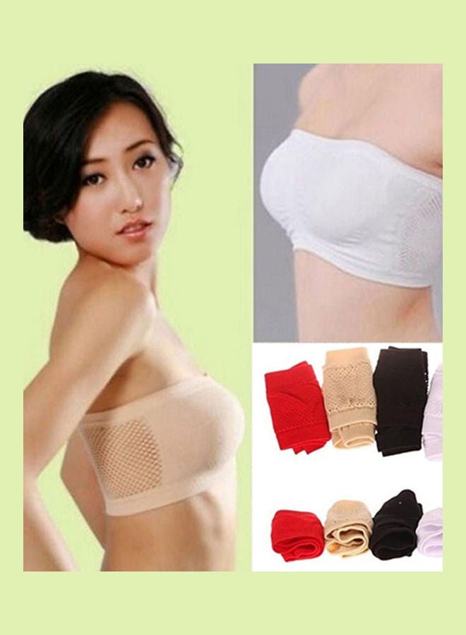 Women Soft Seamless Strapless Top Vest Breathable Sports Bras Bandeau  Tube Pink - Image 2